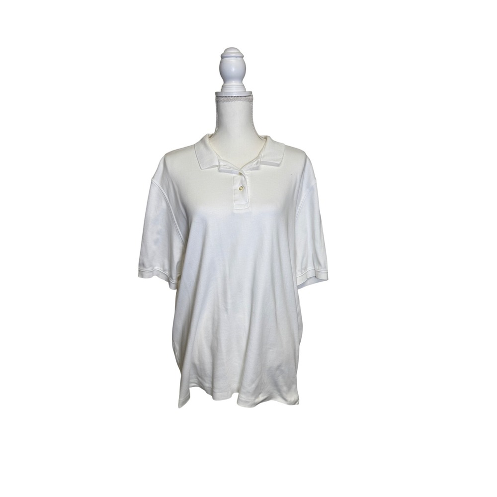 Land's End Women's XL White  Short Sleeve‎ Polo